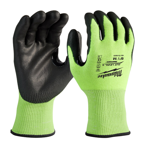 Milwaukee Hi Vis Gloves Cut Level 3 8/M 4932478131