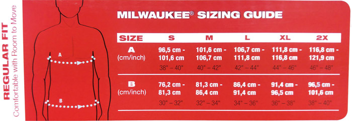 Milwaukee M12 Jacket Size Chart