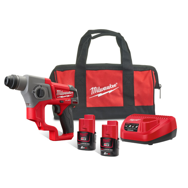 Milwaukee 12v Fuel SDS-Plus Hammer Kit c/w 2 x 2Ah Batteries M12CH-202B
