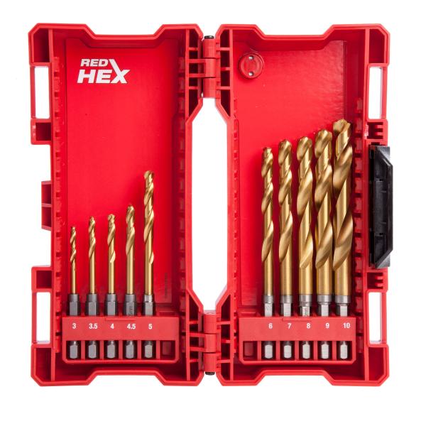 Milwaukee 10 Piece HSS G-TIN Metal Drill Bit Set 48894759